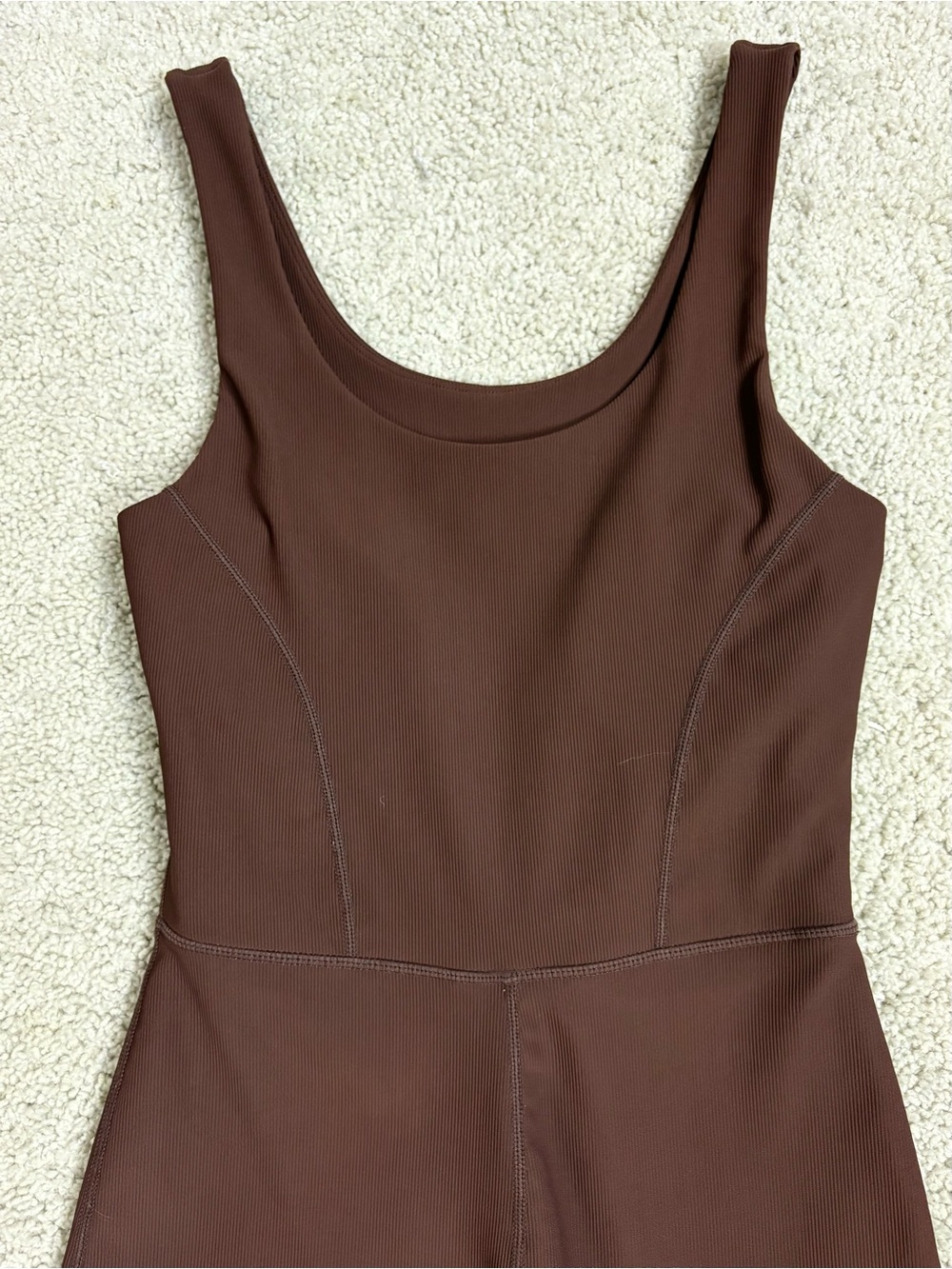 Women's WILO The Label COCOA BROWN Ribbed FLARE LEG Yoga JUMP Exercise SUIT S - Picture 2 of 7